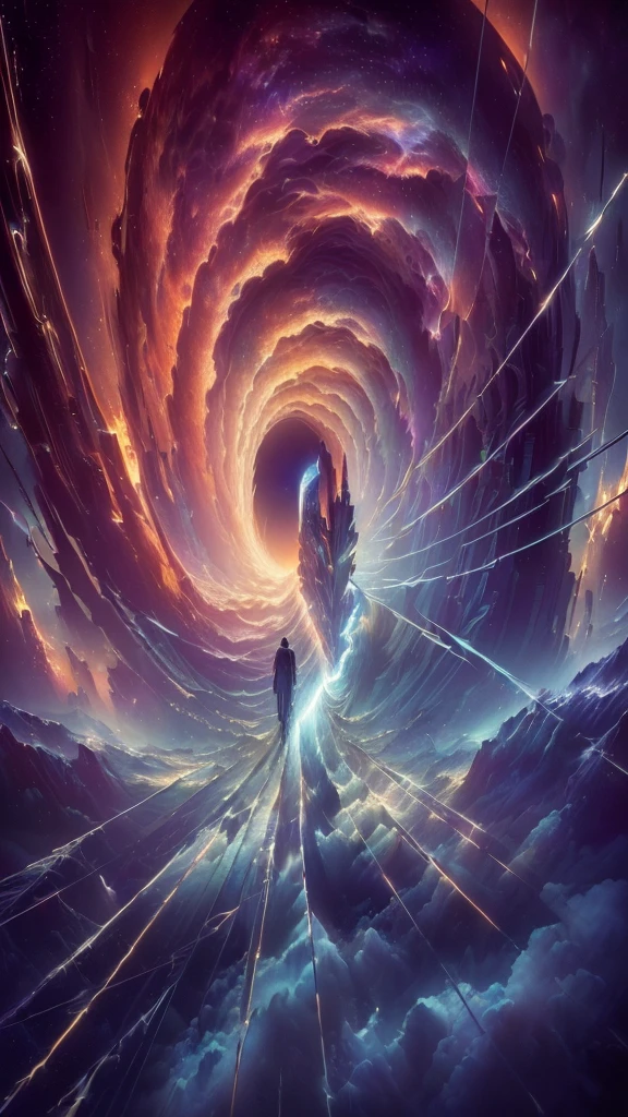 (masterpiece, best quality, Maximum resolution, clearly_image, details): (atmospheric perspective, from behind, Surrealism, conceptual art, Romanticism, cinematic lighting, chromatic aberration, speed lines, diffraction spikes, projected inset, anatomically correct, anatomically correct, anatomically correct, masterpiece, super detail, high details, high quality, best quality, highres)