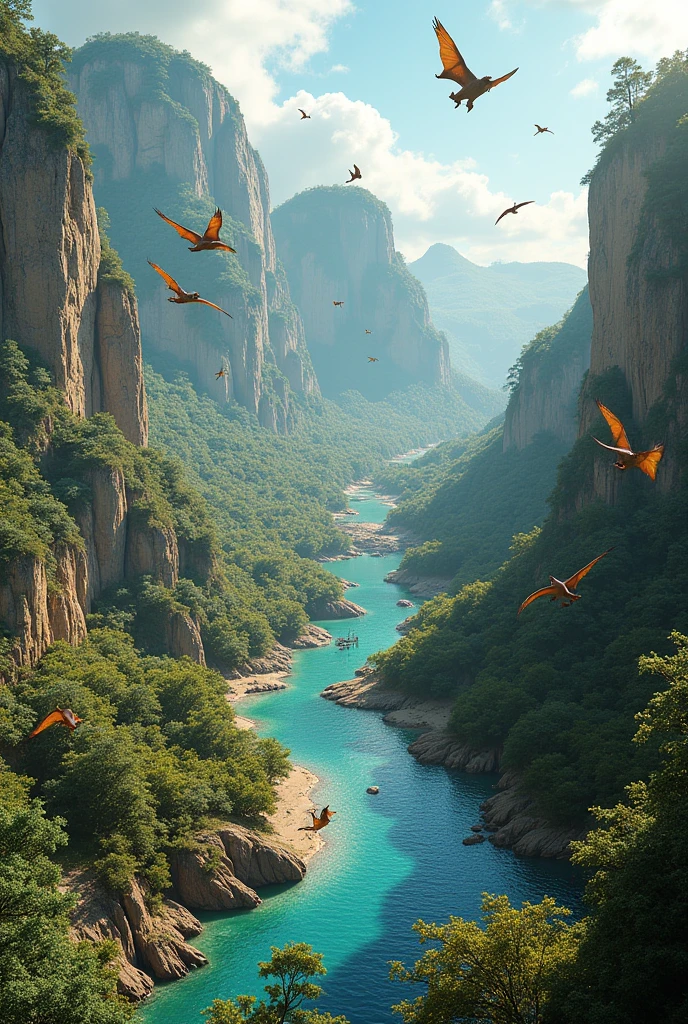 Image of the Cretaceous period, that differ from the previous period (permiano jurassico) more realistic