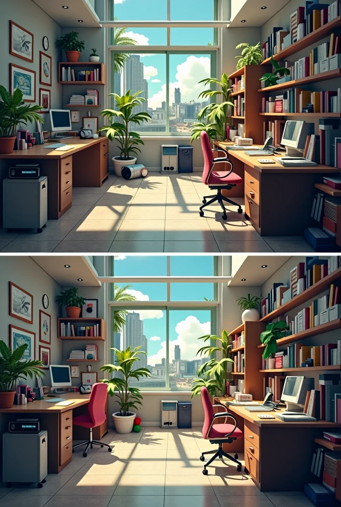 Create two identical pictures、Spot the Difference Quiz。The answer is 10。