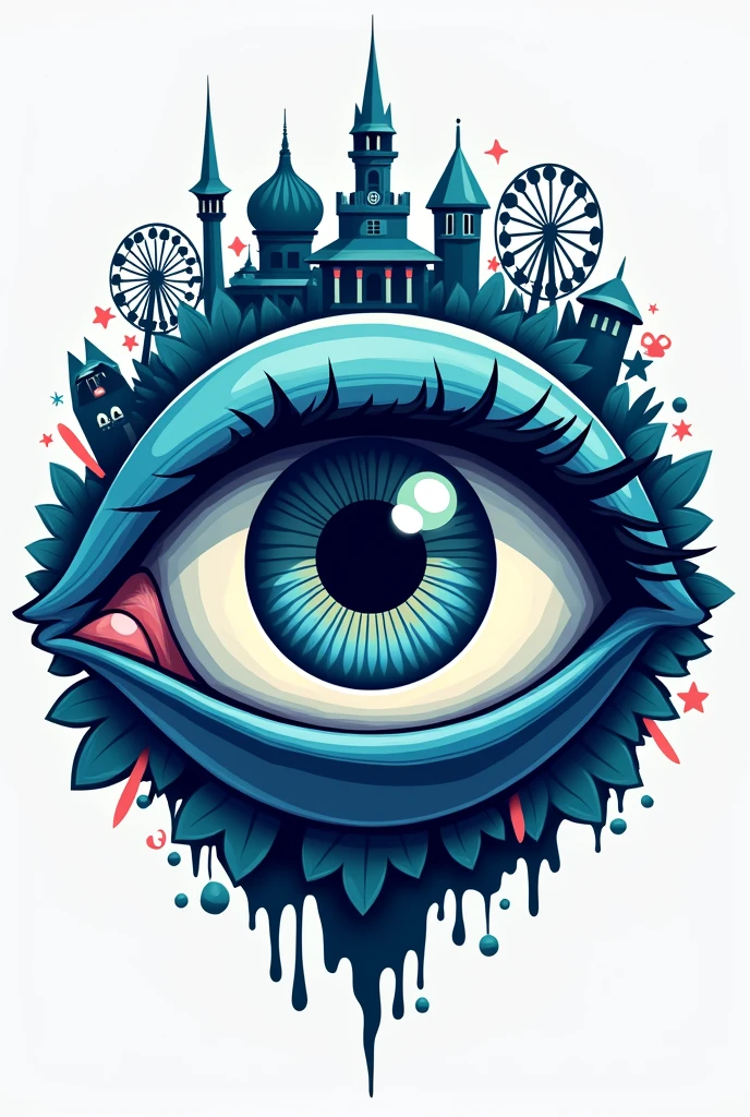 create a logo for an amusement park called vision park, the logo should have an eye looking at the park