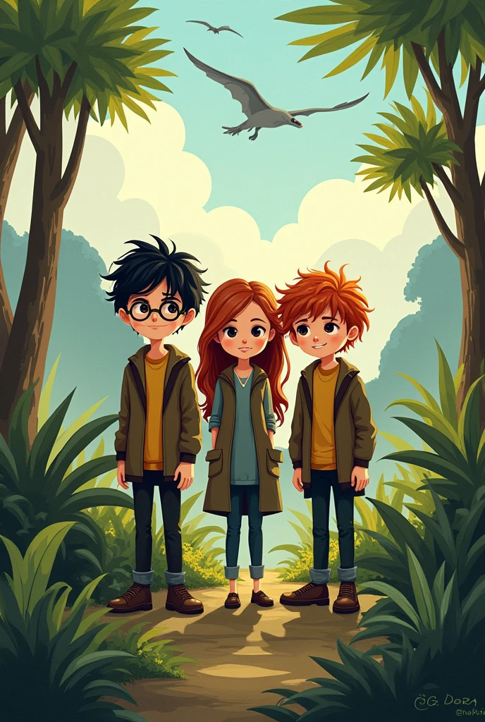 Harry Potter Hermione and Ron in prehistoric times.
Dessin enfantin