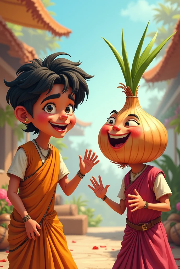 Indian and the onion cartoon
