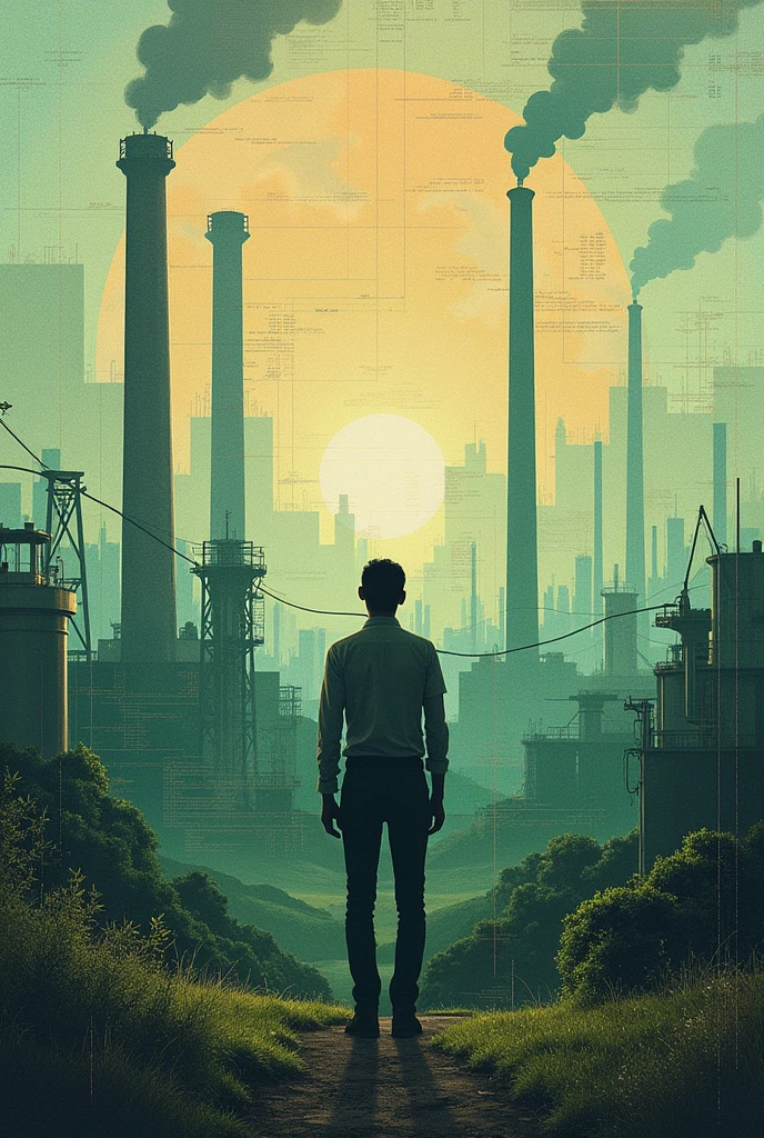 I would like a profile image for Instagram and YouTube, with the theme of economy and environment, where there should be polluting industries and economic graphics