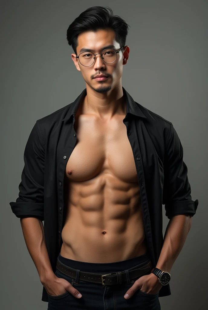 Chinese gentleman,super big breasts ,clean shave,wearing shirt, open chest shirt, showing off body, toned abs and full chest,pants are down,show off panty waistband,in crowded,groped,breast squeezed,molested,Handsome ,wear glasses, sexy , Masculine and handsome,trend in r/Street clothes, Photograph by Calvin Kleiny,,musculous,Muscles look good,,, Full body photo,(ultra-detailed, photorealistic, best quality, 4k, 8k, highres, masterpiece:1.3),charming and distinguished , (muscular build body), ,sweat,, lewd face ,tight chest, sex,, erotic, horny, , Accessories include a luxury wristwatch,looking at viewer,muscle veins,six pack,hyper-realistic,