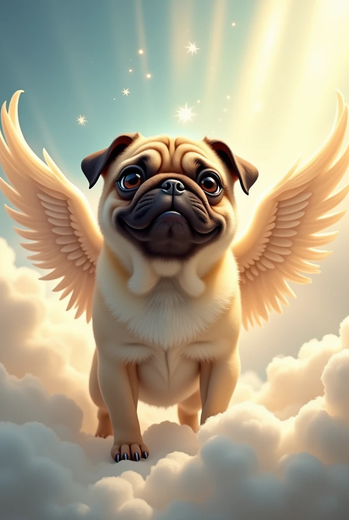 A pug dog with angel wings Happy 