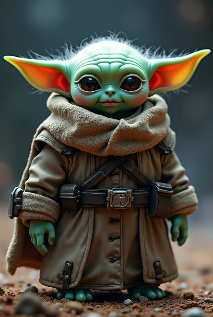 ((best quality)), ((masterpiece)), ((realistic)), 1 Yoda as a space marine, ((wearing a warhammer space marine outfit)), warhammer ,large,eyes, high-resolutio, background is in outer space