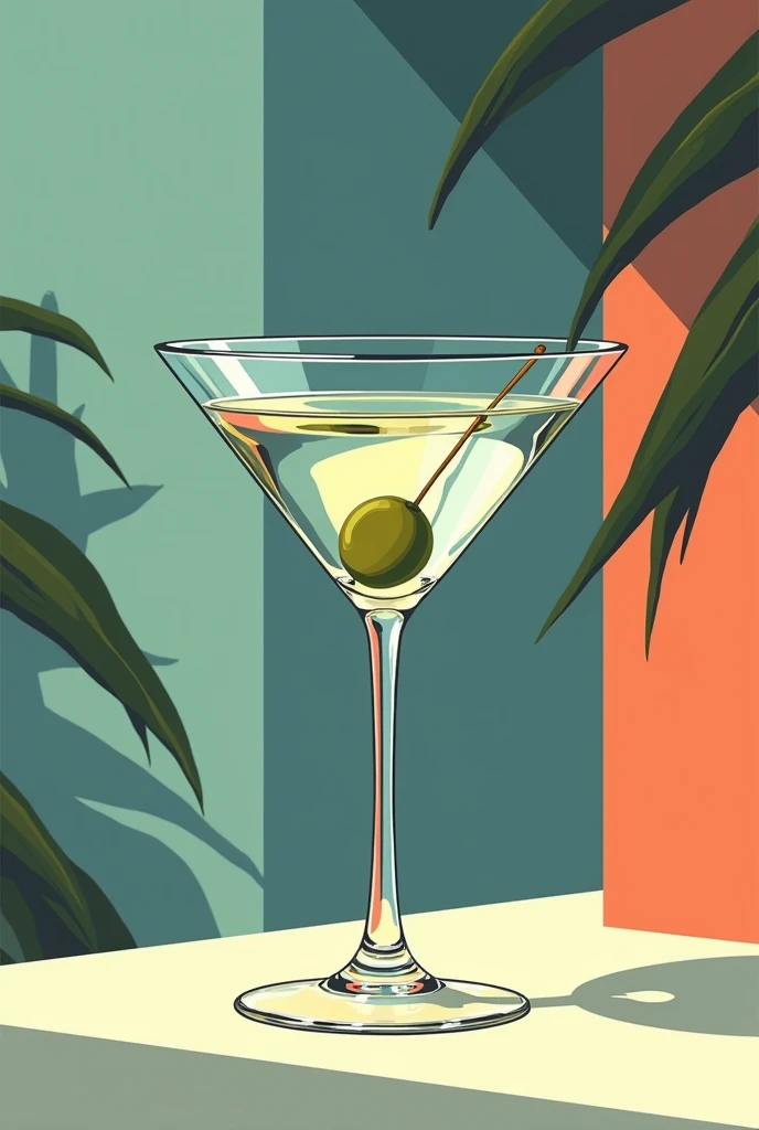 retro anime style of martini illustration
