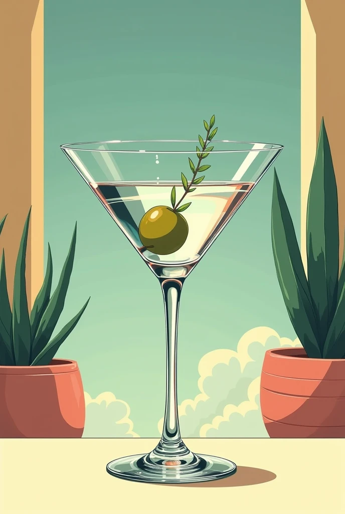 retro anime style of martini illustration
