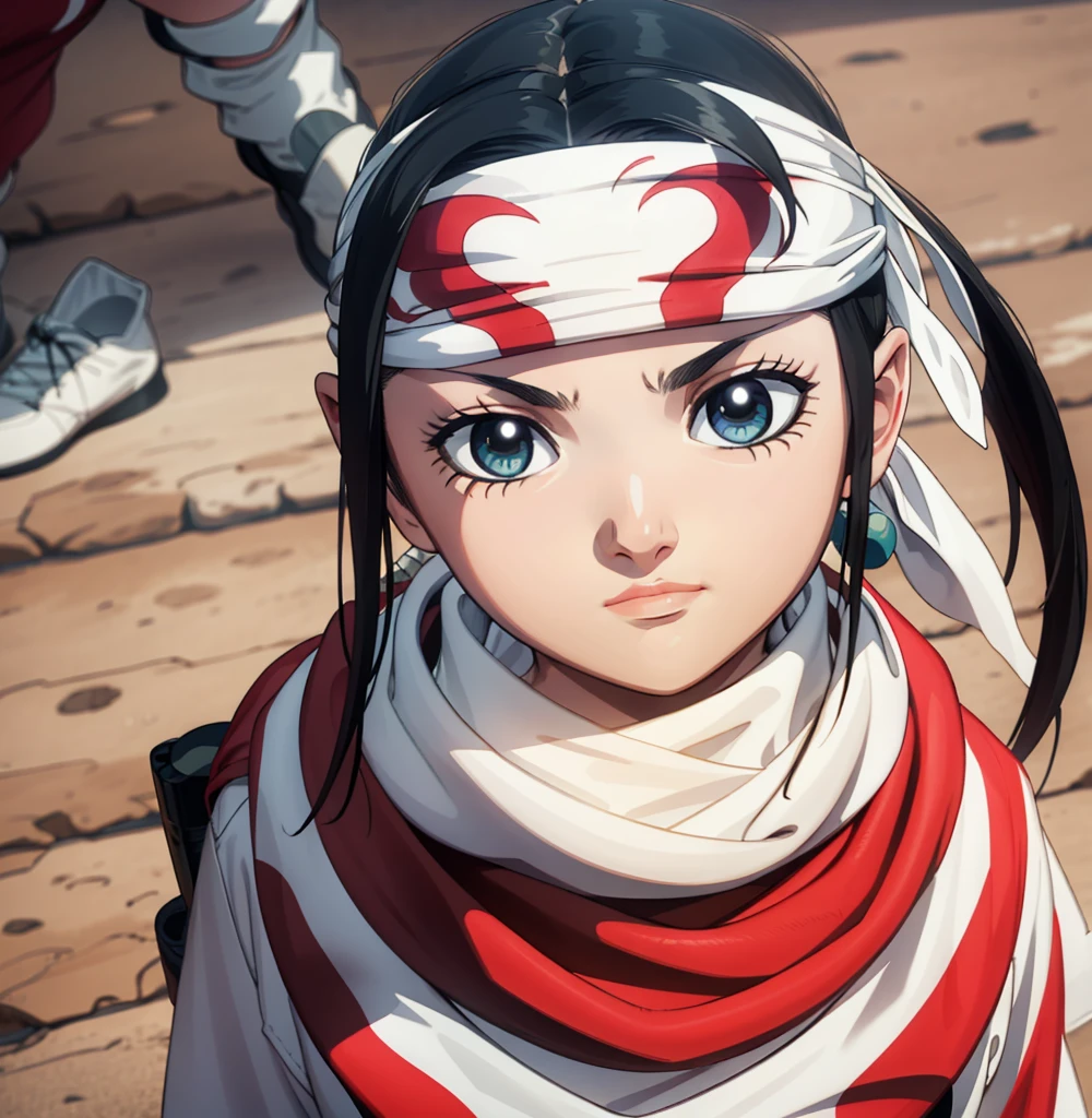  ()) cowl bandana on forehead portrait  beautiful face  stare kyoukai beautiful clothing detail art work beautiful eyes beautiful hair  full body (cute face)