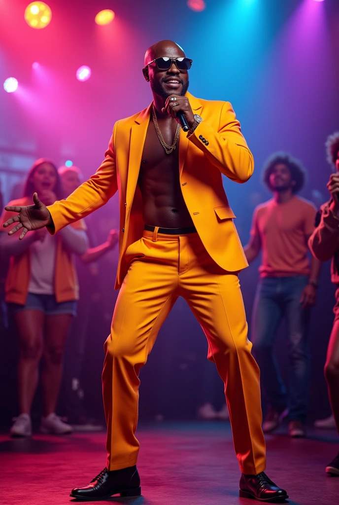 Sing a danceable song、Foreign black man R wearing a brightly colored suit&B-Funk Singer
