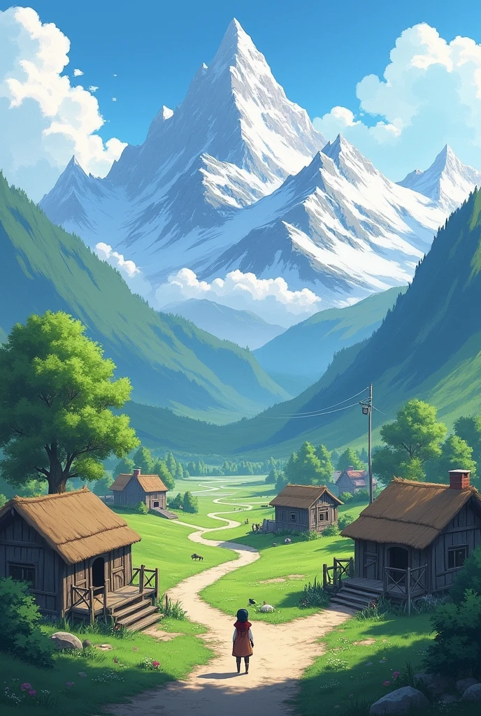 A in a village with mountains