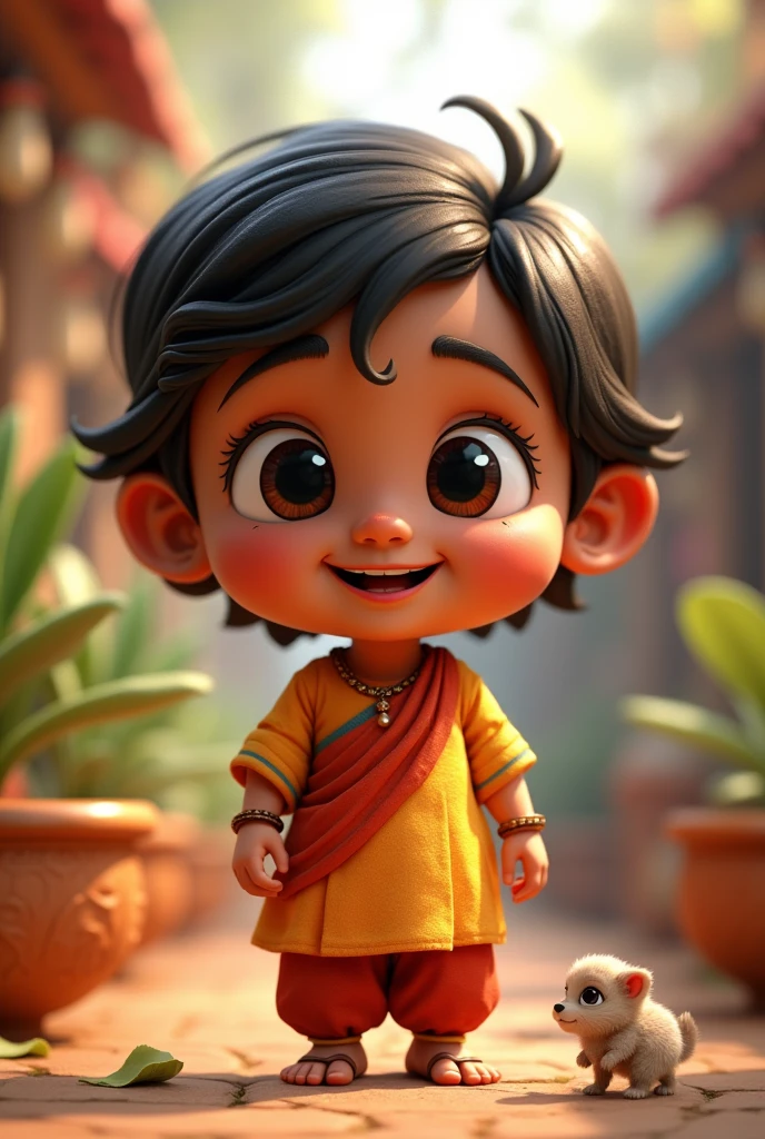 Little Indian in 3D cartoon