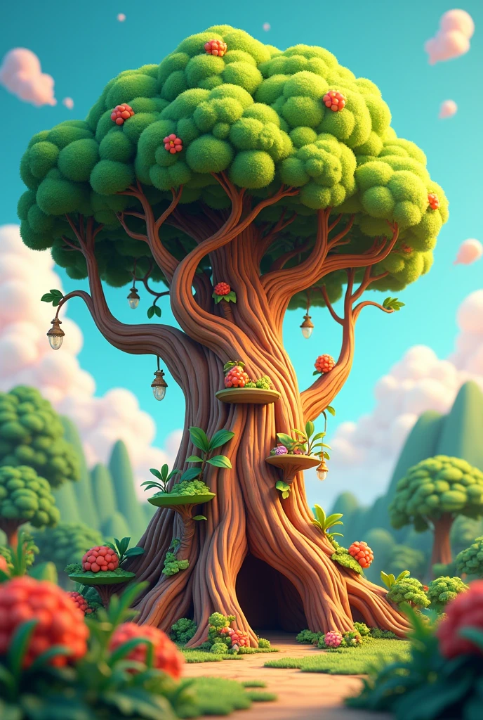Gameleira tree 3d cartoon