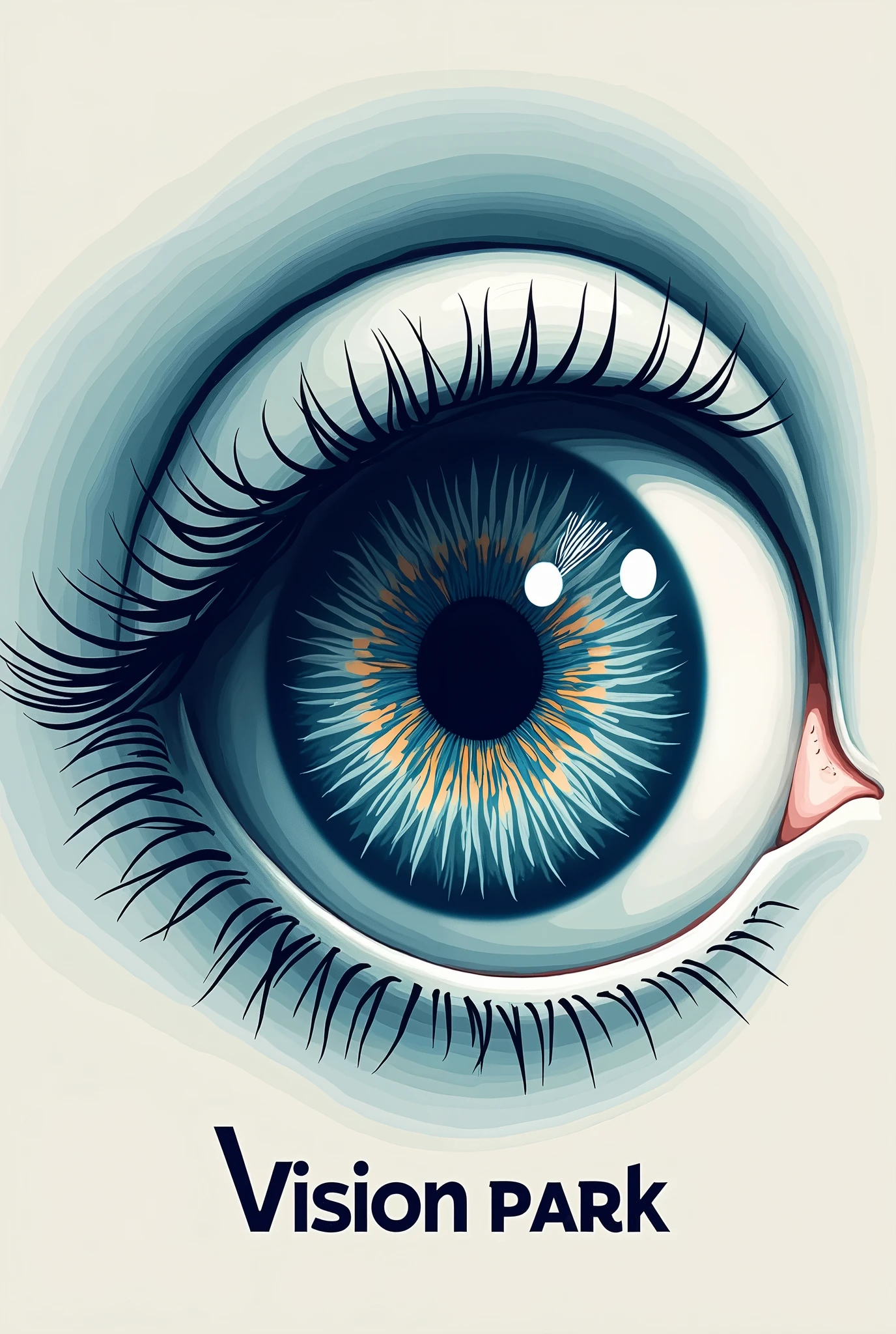 create a logo for a park called vision park, The logo must have an eye and inside the eye there must be an image of a roller coaster