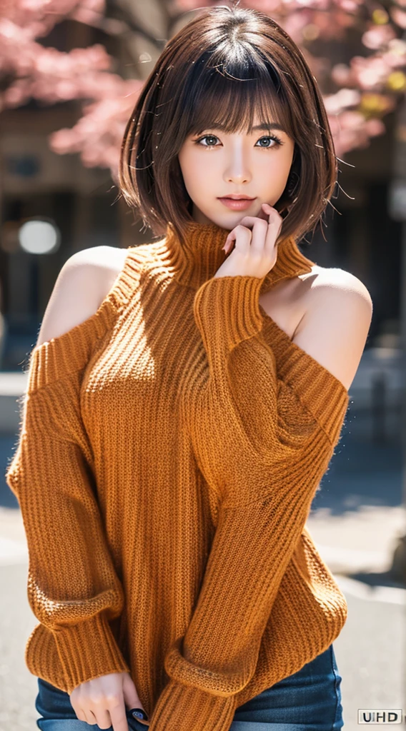 Best Quality, 8k, 32k, Masterpiece,( UHD: 1.3),Attractive Japan Woman Pictures, One Girl, (full body : 1.0), Abs, Perfect Body, (cold shoulder sweater : 1.1), (boots:1.1), Ultra Detailed Face, Detailed Lips, Fine Eyes, Double Eyelids,short hair,Disheveled Hair,