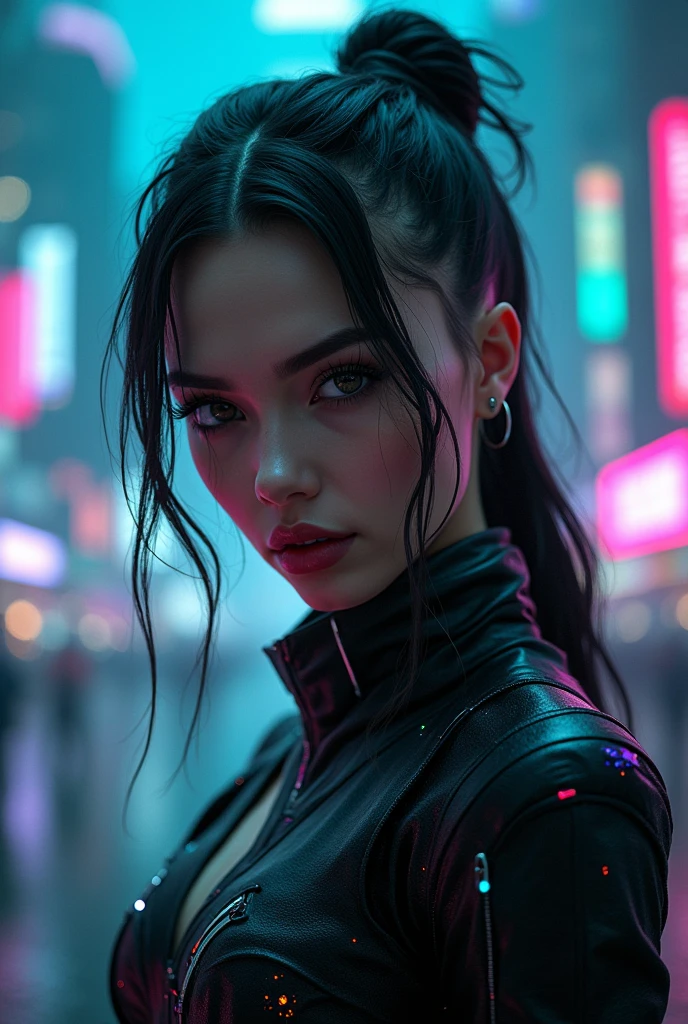 A beautiful cyberpunk girl