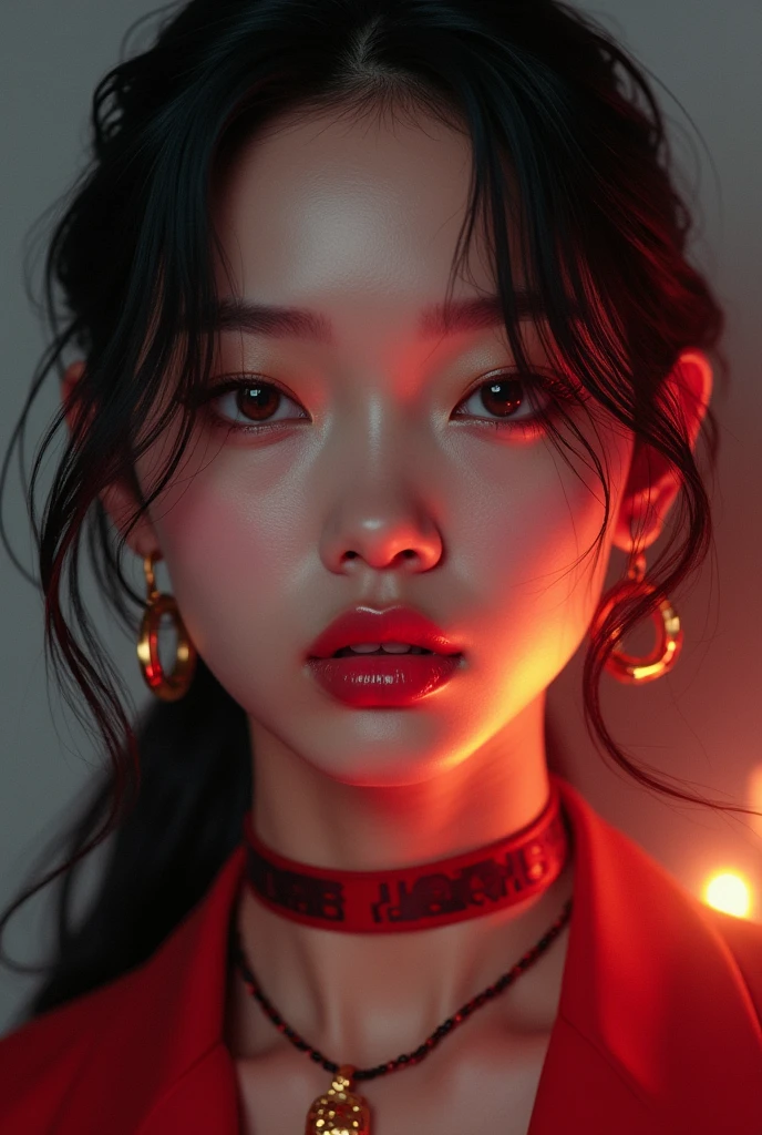 asian woman, young, ?????, short curly braids, septum piercing, dimples, thick collar around neck, naughty expression, black latex, red neon lights, devious smile close-up, UHD, retina, masterpiece, accurate, anatomically correct, textured skin, super detail, high details, high quality, award winning, best quality, highres
