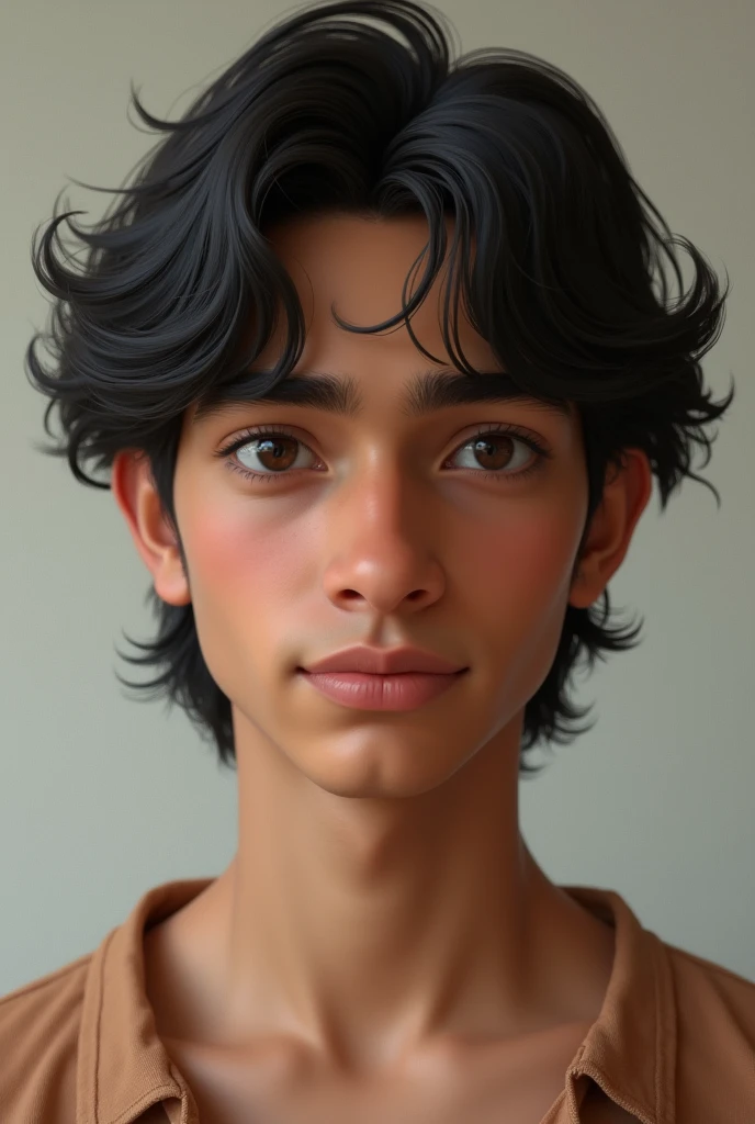 Make a square face shape teen with mid hair and it should be indian male