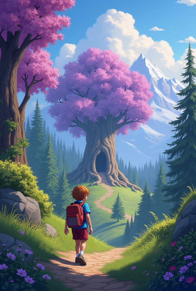 A in a village with Lila mountains always dreamed of adventures, and one day he decided to explore the nearby forest. With his backpack full of snacks, He entered the green world While walking, Lila found a giant tree with a secret door.