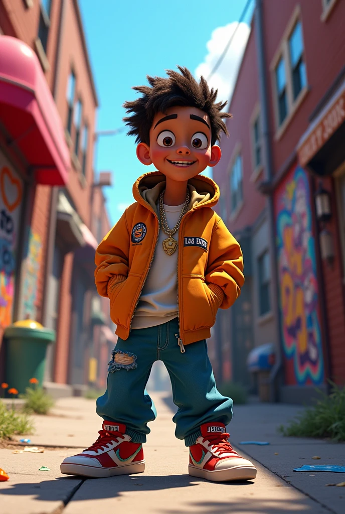 Disney Pixar style street rapper 
