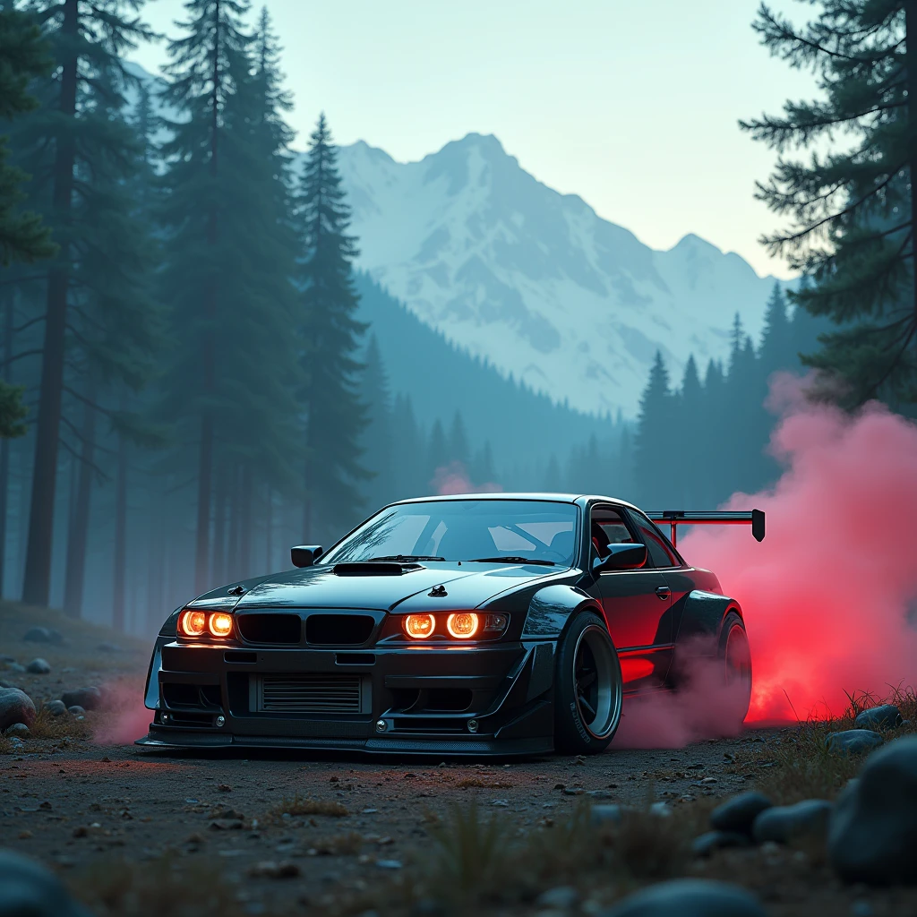 (Intricate details:1.2), (Realistic), (masterpiece), (photograph),
Cinema Lighting，Cyberpunk forest，mountain，
Soft colors，Swirling colored smoke，Legend，Cityscape，space，，car，No humans，scenery，alone, At night, Front Quarter, Liberty Walk Widebody, Widebody Information，
gulf coast，Battle of Metropolitan Expressway，Tokyo，Metropolitan Expressway，Suso Furiel