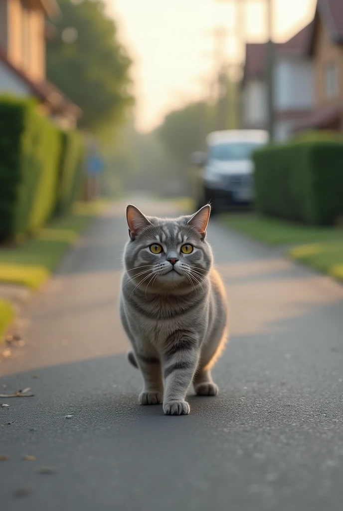 Cat walk in road