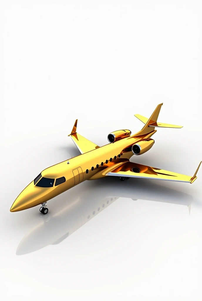Golden private jet with white background