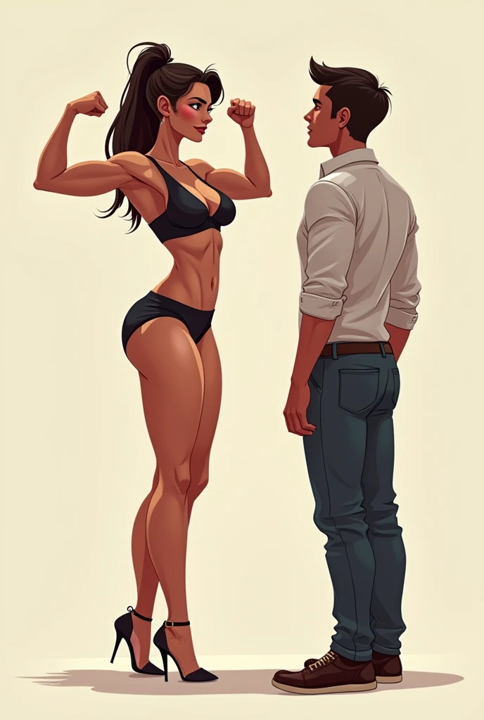 A man became longer and a condom was inserted into his genitals by a woman.,People become resistant,Give some lines,Comic Style