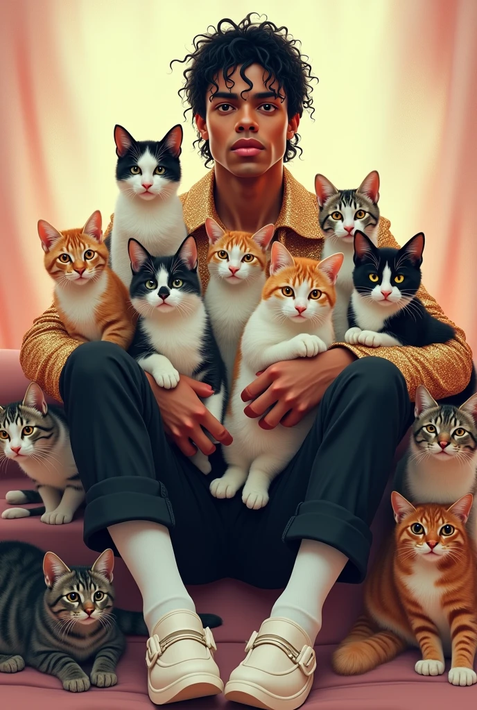 Michael Joseph Jackson holding cats