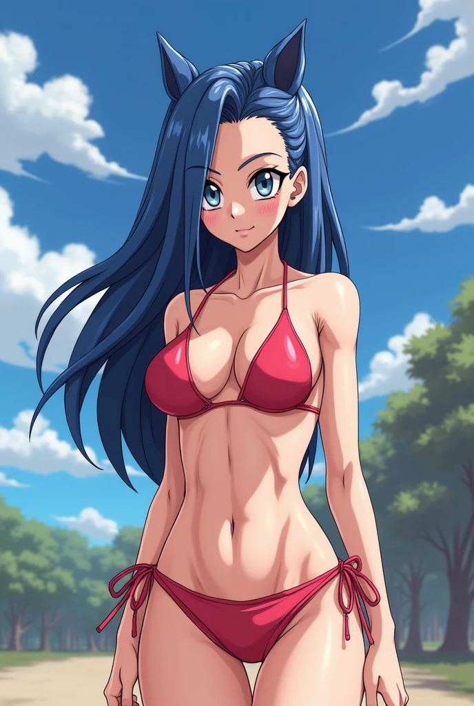 Make android number 18 from dragon ball super naked without any clothes so you can see her tits and vagina and give her big tits, Now the tits are bigger and without a bikini, without underwear 