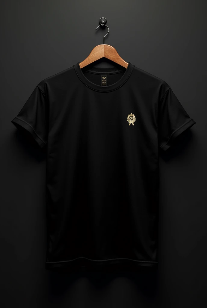 I want an image on a logo on a shirt , in a black shirt , there is the small symbol like a label with the lion.