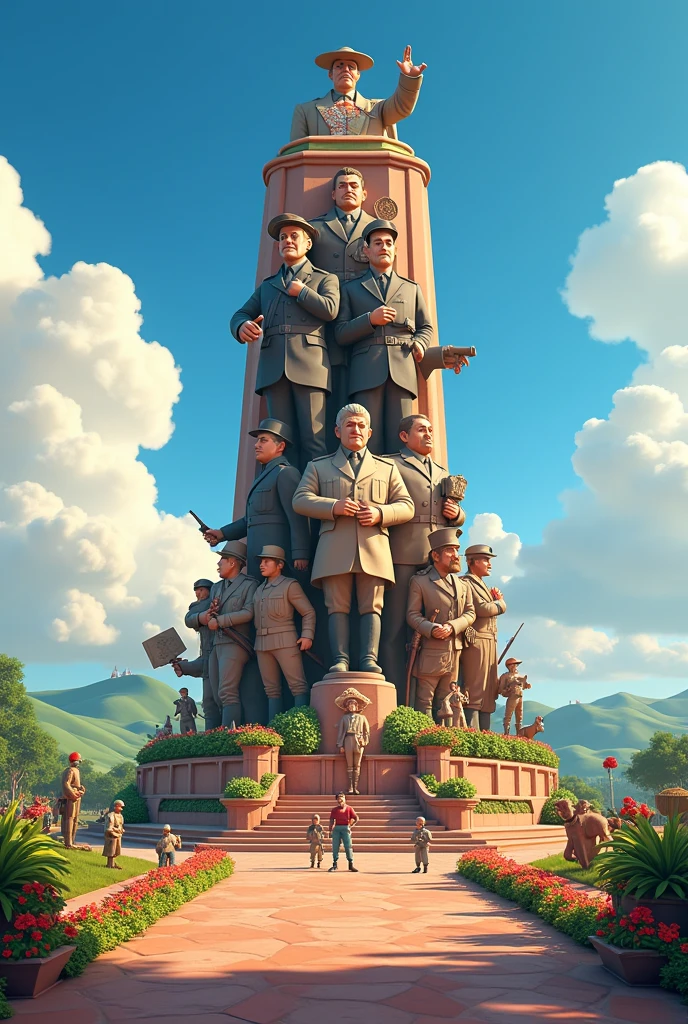 Create the monument to the Mexican revolution in Disney Pixar style