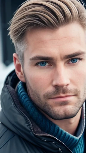 A handsome Icelandic man focus on the face