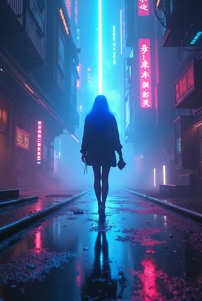 in a darkest landscape with neon noir stunning edge afterlife technology, metanoia, illumination, metaconcious, next life extracorporeal experience, traveler dimension jumper, best quality, esoteric vibes, trascender mood, spiritual awakening, stunning neon colorfull lights, life afterlife traveling,blue aura metahuman masterpiece, cyberspace, futuristic, decodify reality, amazing athmospheric view,