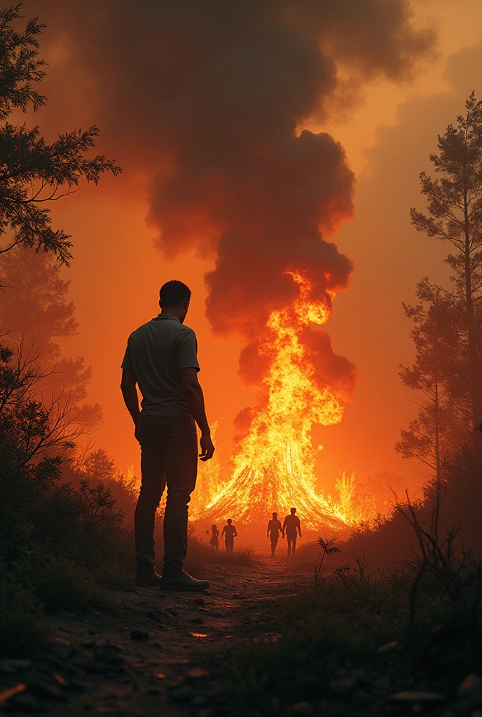 Draw a Chilean setting fire to the forests of Bolivia