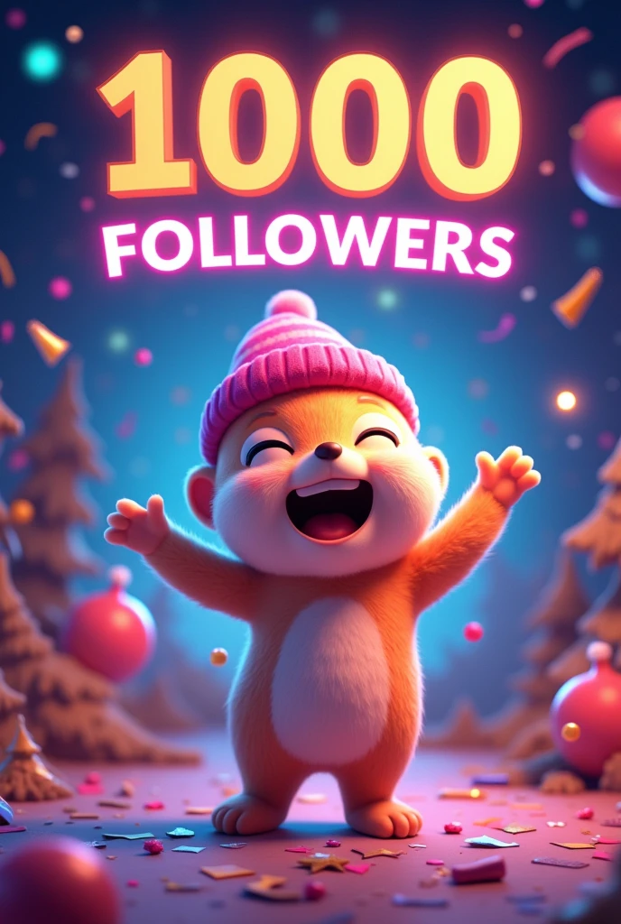 I want to create image thanks my tiktok channel 1000 follwers