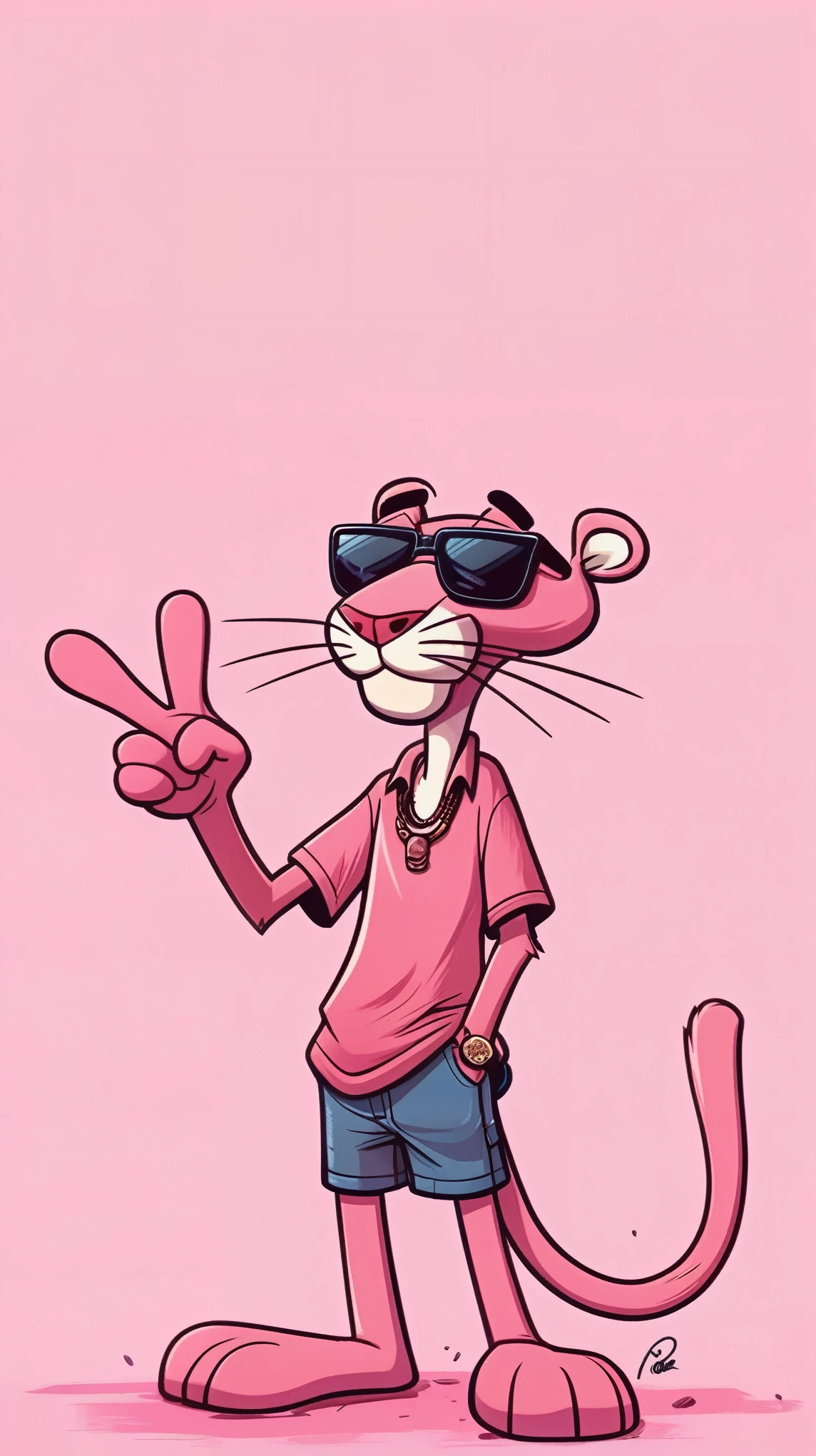 a pink cat with sunglasses and a pink shirt is pointing, pink iconic character, disney stylized furry, Cartoon art style, animation character, in the style of Disney animation, cartoon art style, cartoon character, 🐋 as 🐘 as 🤖 as 👽 as 🐳, animated style, animated character design, cartoon concept art, phone wallpaper, pink tigers, cartoon style illustration