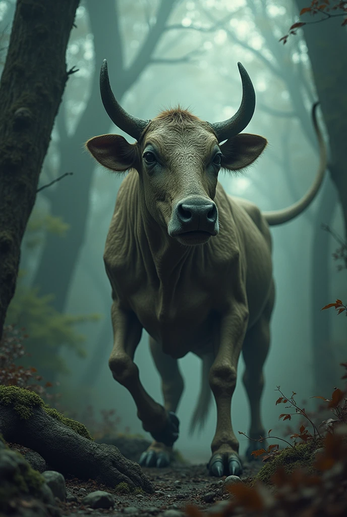 Cow with dog head , monster tale , dinosaur foot