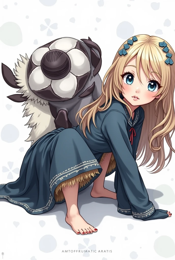 Blonde girl with blue eyes and very light skin, adorable