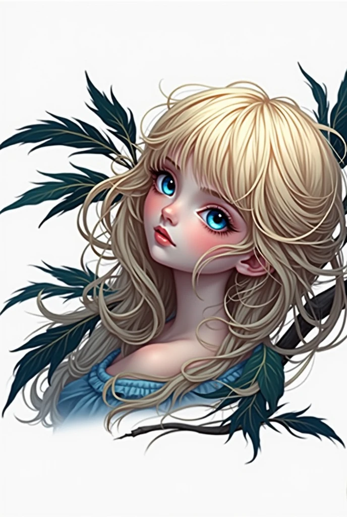 Blonde girl with blue eyes and very light skin, adorable