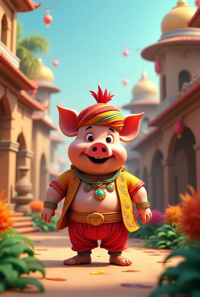  Indian Brazil and the pig 3d cartoon