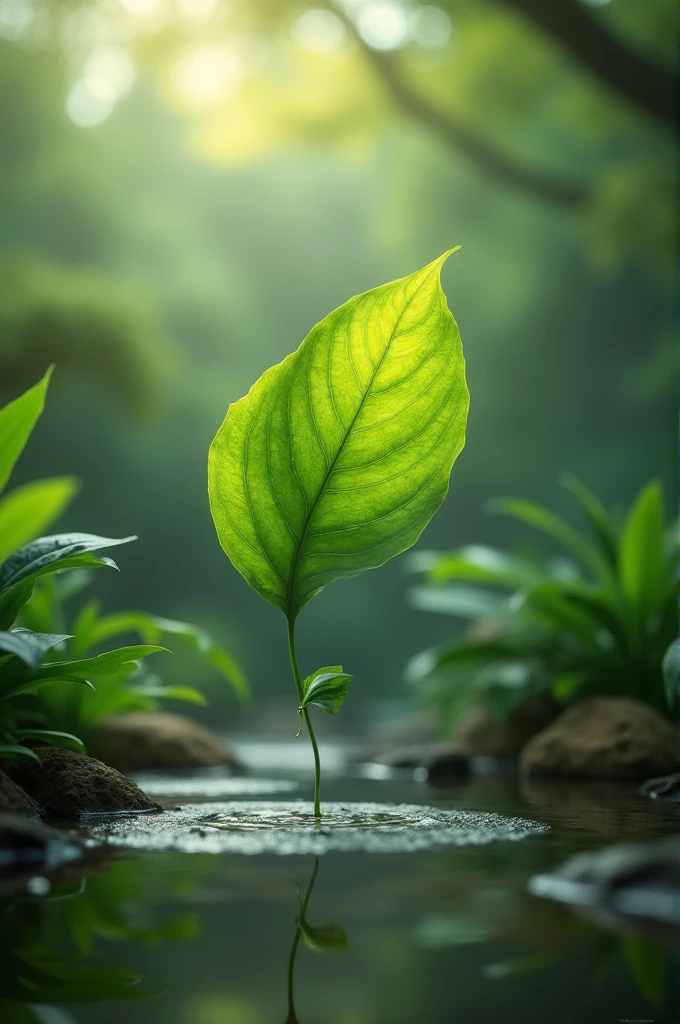 A leaf dancing in nature 
