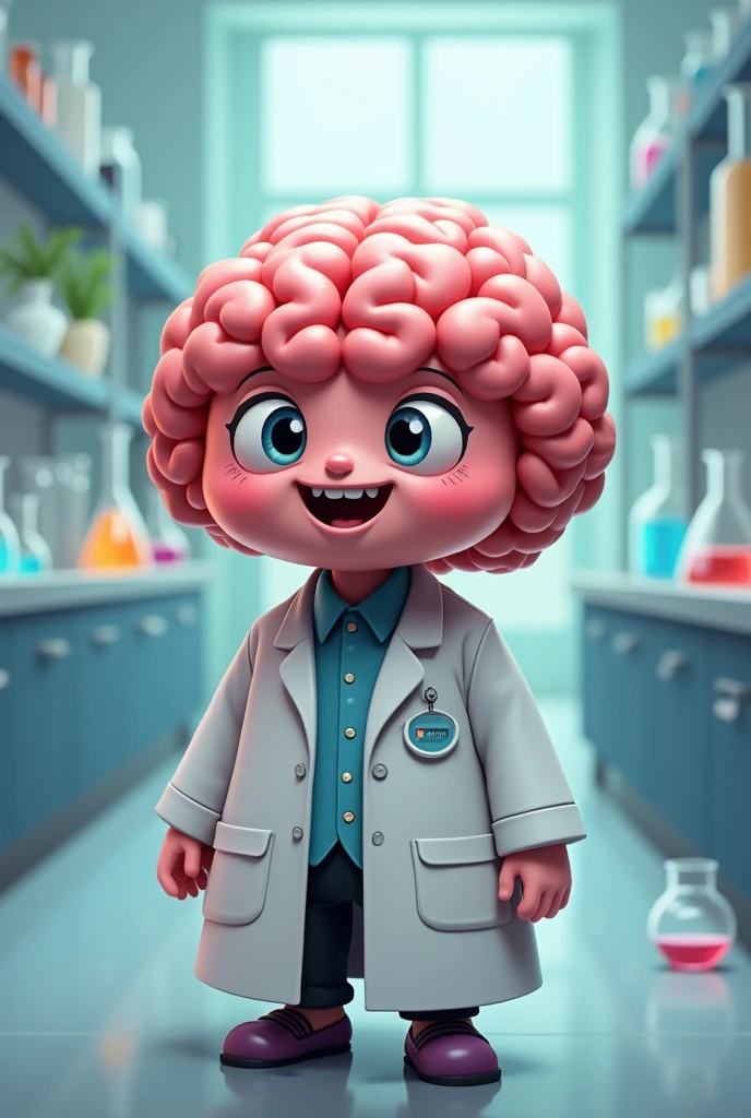 Make a funny picture of a brain in a lab coat for a YouTube profile picture about science