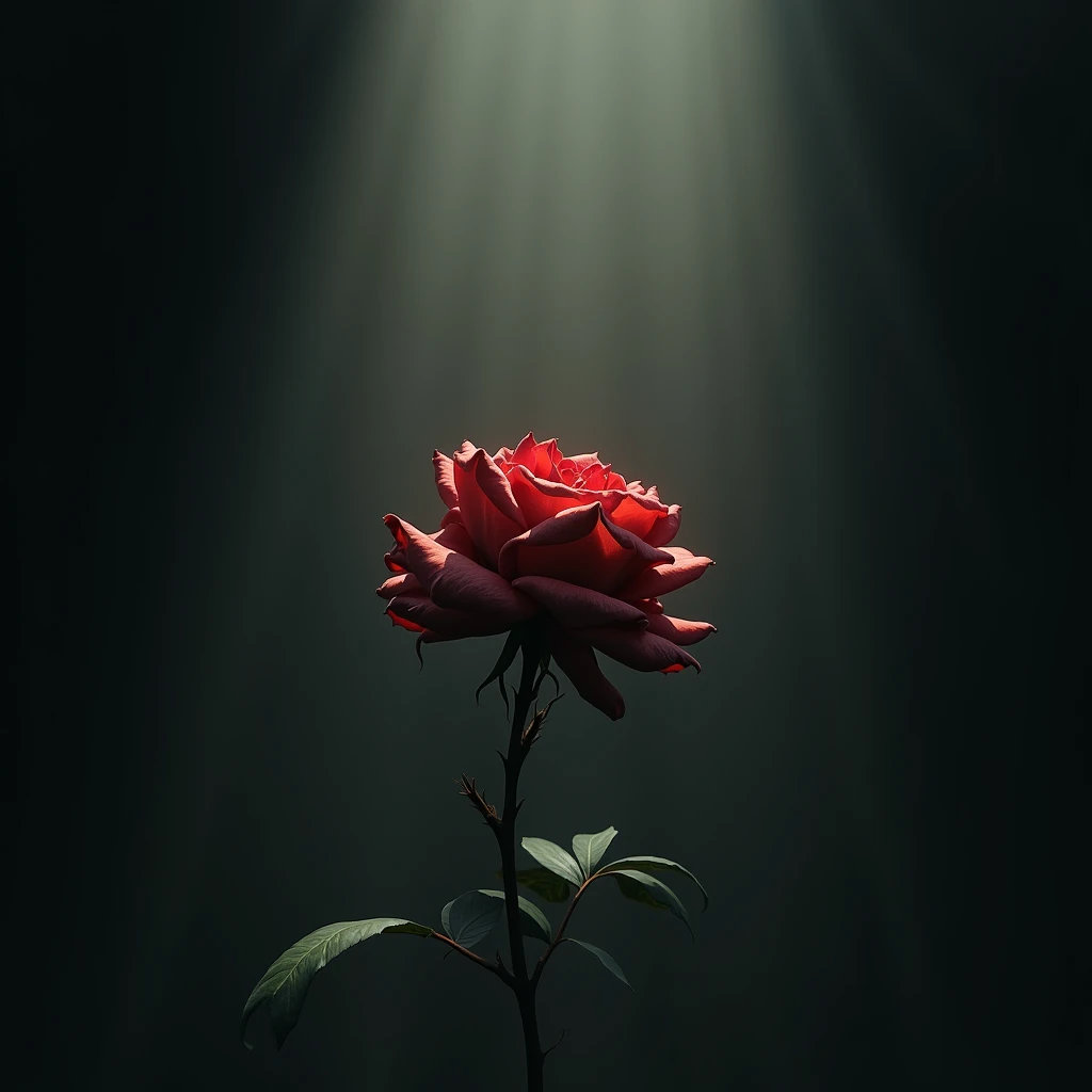 A wilted rose in the light、sorrow、