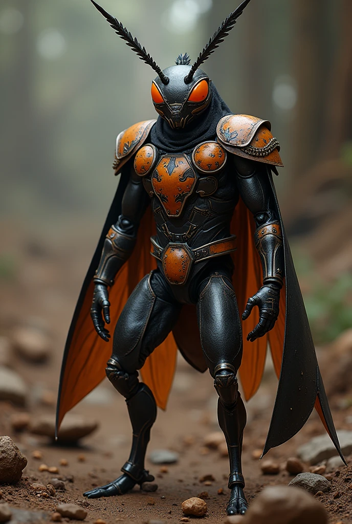 Winged black and orange soldier male honeypot ant.
