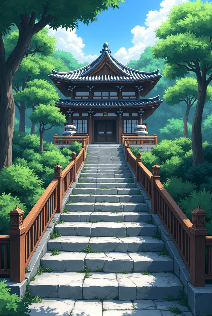 Narrow concrete stairs of an anime house hd
