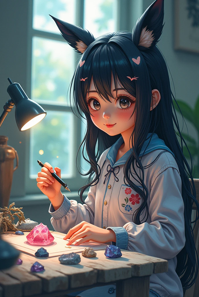 Masterpieces, delicate and transparent anime-style illustrations, detailed paintings, humorous and crazy, cinematic lighting, creative gemstone artworks that show the wild and untouched beauty of the "rough".