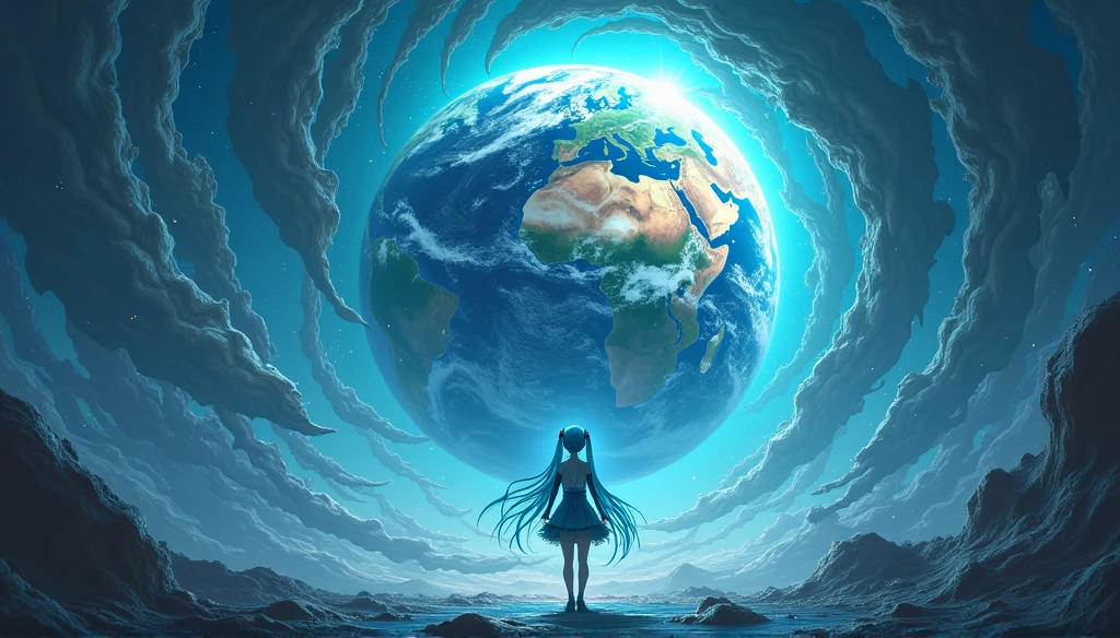 miku hatsune,Look at the Earth, it&#39;s a distorted world