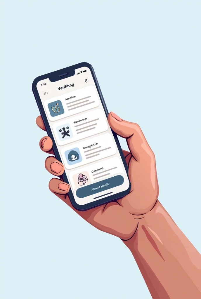 An illustration of a hand holding a phone scrolling through verified health information.