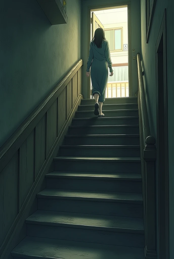 Narrow stairs of an apartment anime hd